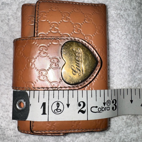 Gucci Key case holder GG pink metallic Leather heart Guccissima enamel - Picture 9 of 10